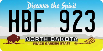 ND license plate HBF923