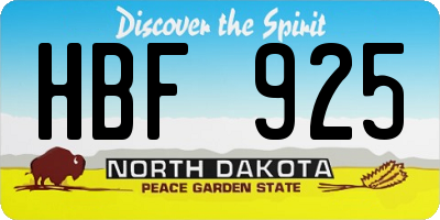 ND license plate HBF925