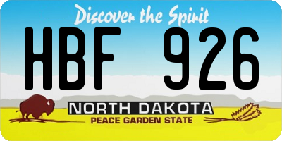 ND license plate HBF926