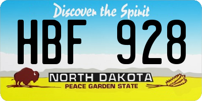 ND license plate HBF928