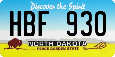 ND license plate HBF930