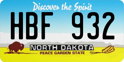 ND license plate HBF932