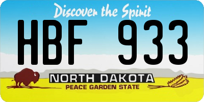 ND license plate HBF933