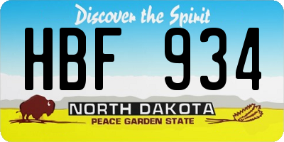 ND license plate HBF934