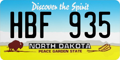 ND license plate HBF935