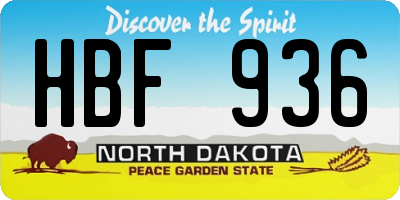 ND license plate HBF936