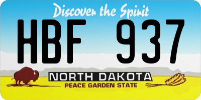 ND license plate HBF937