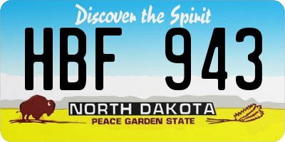 ND license plate HBF943