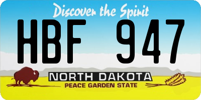 ND license plate HBF947