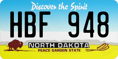 ND license plate HBF948