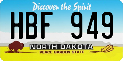 ND license plate HBF949