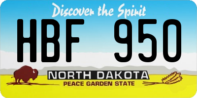 ND license plate HBF950