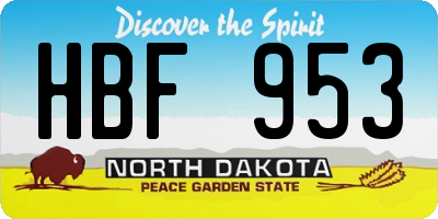 ND license plate HBF953