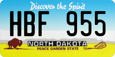 ND license plate HBF955