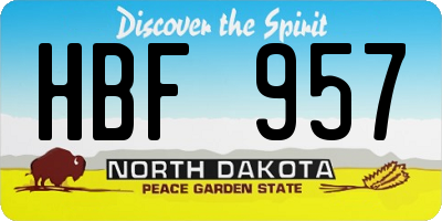 ND license plate HBF957