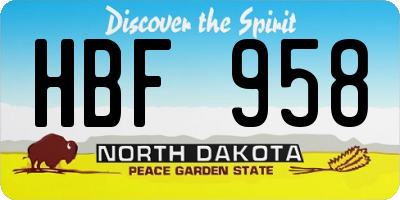 ND license plate HBF958