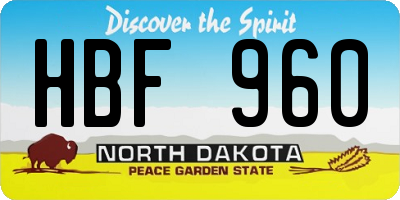 ND license plate HBF960