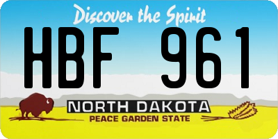 ND license plate HBF961