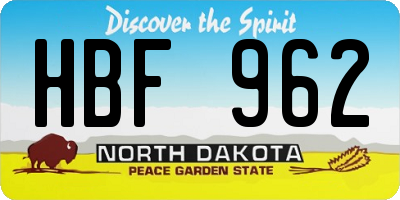 ND license plate HBF962