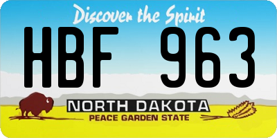 ND license plate HBF963