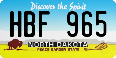 ND license plate HBF965