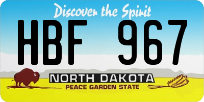 ND license plate HBF967