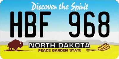 ND license plate HBF968
