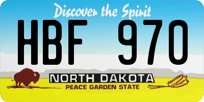 ND license plate HBF970