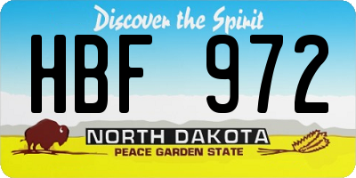 ND license plate HBF972