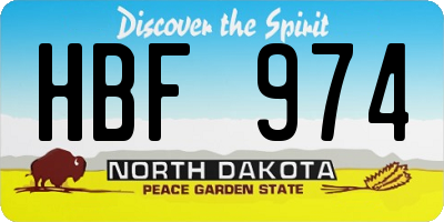 ND license plate HBF974