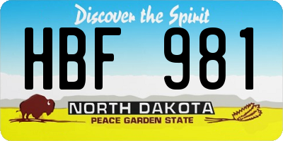 ND license plate HBF981