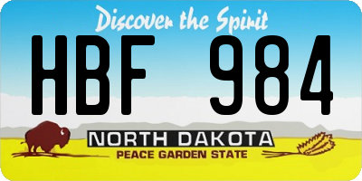 ND license plate HBF984