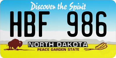 ND license plate HBF986