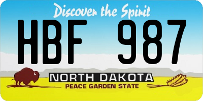 ND license plate HBF987