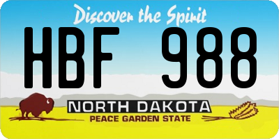 ND license plate HBF988