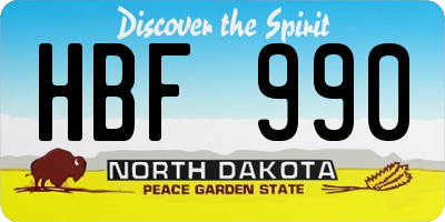 ND license plate HBF990