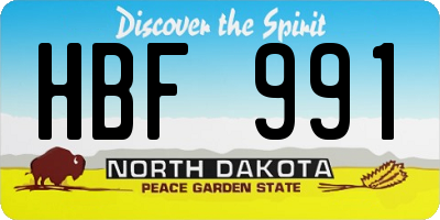 ND license plate HBF991