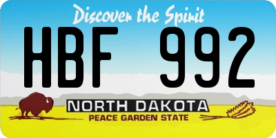 ND license plate HBF992