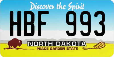 ND license plate HBF993