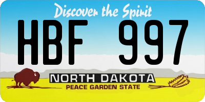 ND license plate HBF997