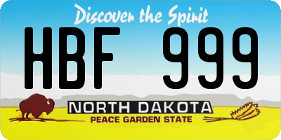 ND license plate HBF999