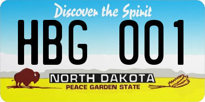 ND license plate HBG001