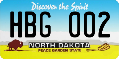 ND license plate HBG002