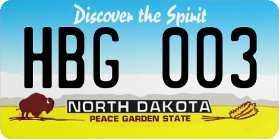 ND license plate HBG003