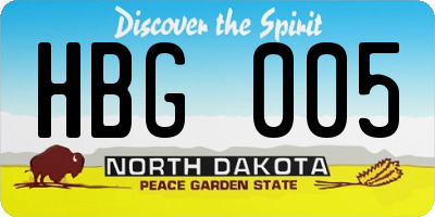 ND license plate HBG005