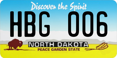ND license plate HBG006