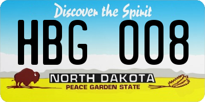 ND license plate HBG008