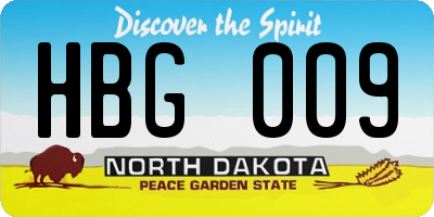 ND license plate HBG009