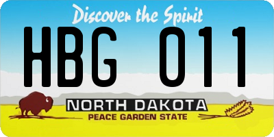 ND license plate HBG011