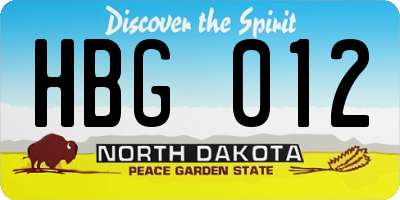 ND license plate HBG012